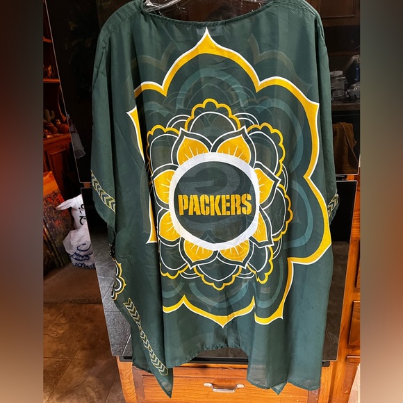 NFL Green Bay Packers Women’s Sheer Caftan With Flower Design - Little Earth - Picture 7 of 9